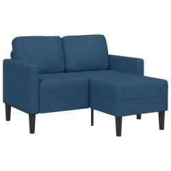 Sofa 2-osobowa z szezlongiem w kształcie litery L, niebieska