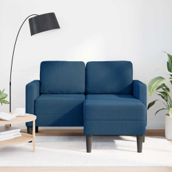 Sofa 2-osobowa z szezlongiem w kształcie litery L, niebieska