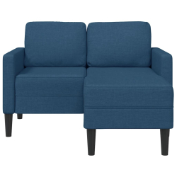 Sofa 2-osobowa z szezlongiem w kształcie litery L, niebieska