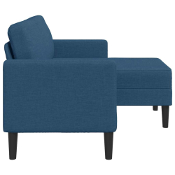 Sofa 2-osobowa z szezlongiem w kształcie litery L, niebieska