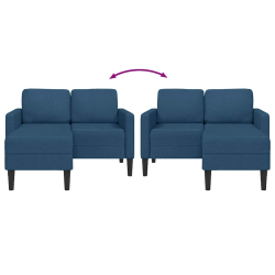 Sofa 2-osobowa z szezlongiem w kształcie litery L, niebieska