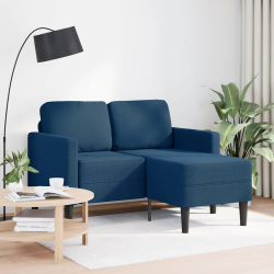 Sofa 2-osobowa z szezlongiem w kształcie litery L, niebieska