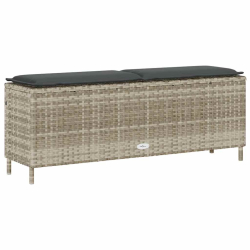 Ławka ogrodowa z poduszką Jasnoszara 110x30x40,5 cm Polirattan