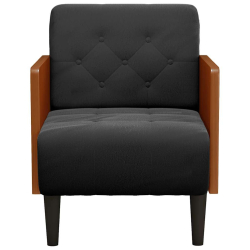 Sofa Fotel z Podłokietnikami Czarny 55 cm Aksamit