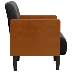 Sofa Fotel z Podłokietnikami Czarny 55 cm Aksamit