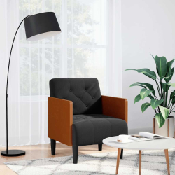 Sofa Fotel z Podłokietnikami Czarny 55 cm Aksamit