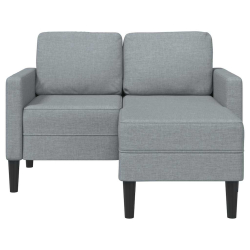 Sofa 2-osobowa z szezlongiem w kształcie litery L, jasnoszara