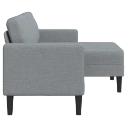 Sofa 2-osobowa z szezlongiem w kształcie litery L, jasnoszara