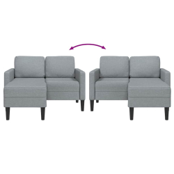 Sofa 2-osobowa z szezlongiem w kształcie litery L, jasnoszara