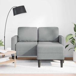 Sofa 2-osobowa z szezlongiem w kształcie litery L, jasnoszara