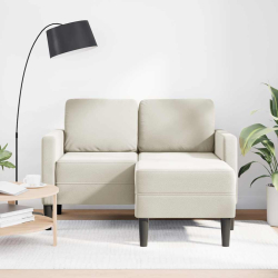 Sofa 2-osobowa z leżanką w kształcie litery L Kremowa 125 cm
