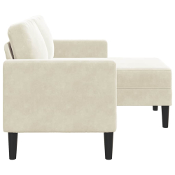 Sofa 2-osobowa z leżanką w kształcie litery L Kremowa 125 cm