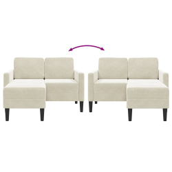 Sofa 2-osobowa z leżanką w kształcie litery L Kremowa 125 cm