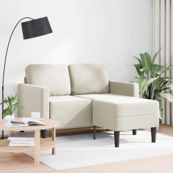 Sofa 2-osobowa z leżanką w kształcie litery L Kremowa 125 cm