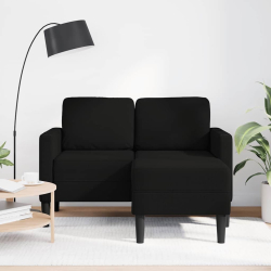 Sofa 2-osobowa z szezlongiem w kształcie litery L, czarna