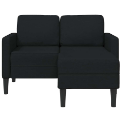 Sofa 2-osobowa z szezlongiem w kształcie litery L, czarna