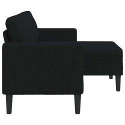 Sofa 2-osobowa z szezlongiem w kształcie litery L, czarna