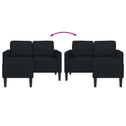 Sofa 2-osobowa z szezlongiem w kształcie litery L, czarna
