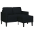 Sofa 2-osobowa z szezlongiem w kształcie litery L, czarna