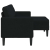 Sofa 2-osobowa z szezlongiem w kształcie litery L, czarna