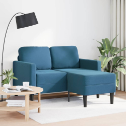 Sofa 2-osobowa z leżanką w kształcie litery L, niebieska