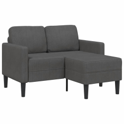 Sofa 2-osobowa z szezlongiem w kształcie litery L Ciemnoszara