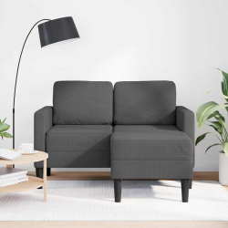 Sofa 2-osobowa z szezlongiem w kształcie litery L Ciemnoszara