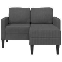 Sofa 2-osobowa z szezlongiem w kształcie litery L Ciemnoszara