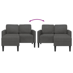 Sofa 2-osobowa z szezlongiem w kształcie litery L Ciemnoszara