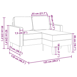 Sofa 2-osobowa z szezlongiem w kształcie litery L Jasnozielony