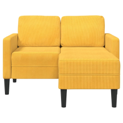 Sofa 2-osobowa z leżanką w kształcie litery L Jasnożółta 125 cm