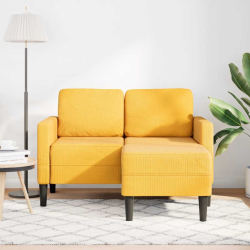 Sofa 2-osobowa z leżanką w kształcie litery L Jasnożółta 125 cm