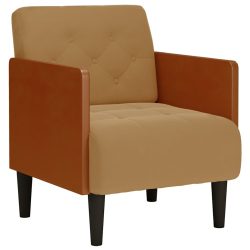 Sofa Fotel z Podłokietnikami Brązowy 55 cm Aksamit