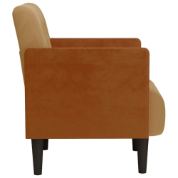Sofa Fotel z Podłokietnikami Brązowy 55 cm Aksamit