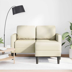 Sofa 2-osobowa z leżanką w kształcie litery L, kremowa, 125 cm