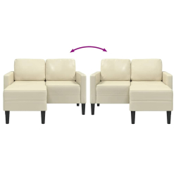 Sofa 2-osobowa z leżanką w kształcie litery L, kremowa, 125 cm