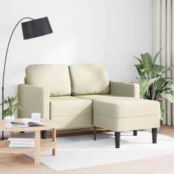 Sofa 2-osobowa z leżanką w kształcie litery L, kremowa, 125 cm