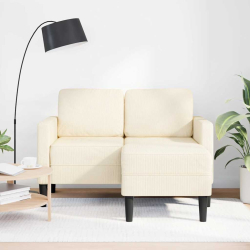 Sofa 2-osobowa z leżanką w kształcie litery L, kremowa, 125 cm