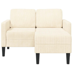 Sofa 2-osobowa z leżanką w kształcie litery L, kremowa, 125 cm