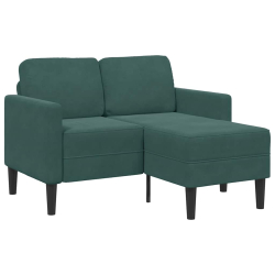 Sofa 2-osobowa z szezlongiem w kształcie litery L Ciemnozielona
