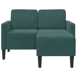 Sofa 2-osobowa z szezlongiem w kształcie litery L Ciemnozielona