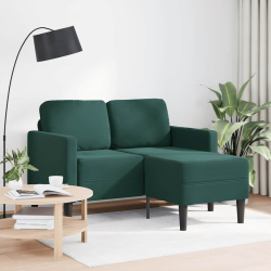 Sofa 2-osobowa z szezlongiem w kształcie litery L Ciemnozielona