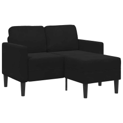 Sofa 2-osobowa z leżanką w kształcie litery L Czarna 125 cm