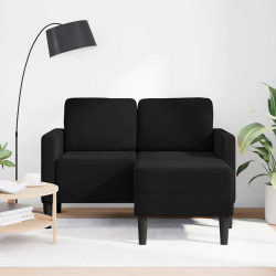 Sofa 2-osobowa z leżanką w kształcie litery L Czarna 125 cm
