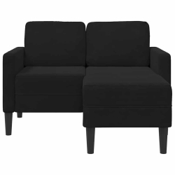 Sofa 2-osobowa z leżanką w kształcie litery L Czarna 125 cm