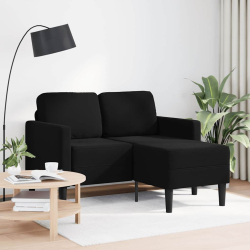 Sofa 2-osobowa z leżanką w kształcie litery L Czarna 125 cm