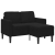 Sofa 2-osobowa z leżanką w kształcie litery L Czarna 125 cm
