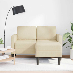 Sofa 2-osobowa z leżanką w kształcie litery L, kremowa, 125 cm