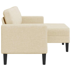 Sofa 2-osobowa z leżanką w kształcie litery L, kremowa, 125 cm