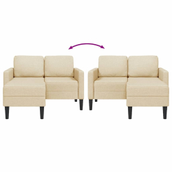 Sofa 2-osobowa z leżanką w kształcie litery L, kremowa, 125 cm